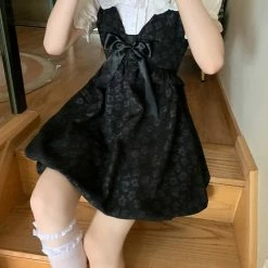 EverythingCuteClub Black Little Flower Slip Dress Petit Girl