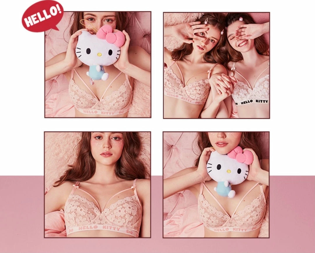 EverythingCuteClub Hello Kitty Lace Bra Set Lingerie + Panties + Sleepwear + Socks 5 EverythingCuteClub Hello Kitty Lace Bra Set Lingerie + Panties + Sleepwear + Socks