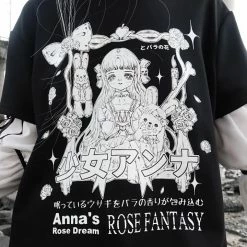 EverythingCuteClub Dark Goth Cat Ear Rose Fantasy Anime Hoodie Chiffon