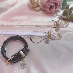 EverythingCuteClub Lingerie + Panties + Sleepwear + Socks Letter Rhinestone Pu Leather Bracelet Harajuku Fashion Japan Girly