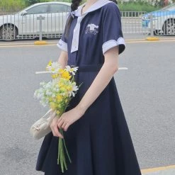 EverythingCuteClub Dress + Rompers Pre-order Sanrio Collaboration 2021 SS Cinnamoroll Short Sleeve Seifuku Dress