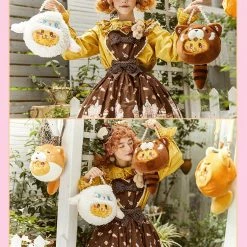 EverythingCuteClub Tangerine Cat Plushies Bag (you Can Change Its Clothes)