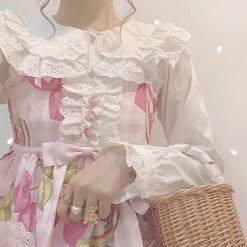 EverythingCuteClub Top Double Layer Doll Collar Short Sleeves Shirt