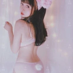 EverythingCuteClub Pink Rabbit Fluffy Bra Set With Panties Lingerie + Panties + Sleepwear + Socks