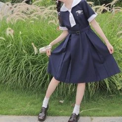 EverythingCuteClub Dress + Rompers Pre-order Sanrio Collaboration 2021 SS Cinnamoroll Short Sleeve Seifuku Dress