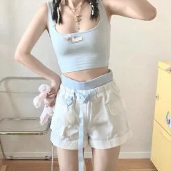 EverythingCuteClub Bottom Cute Rabbit Ornament Shorts White / Blue